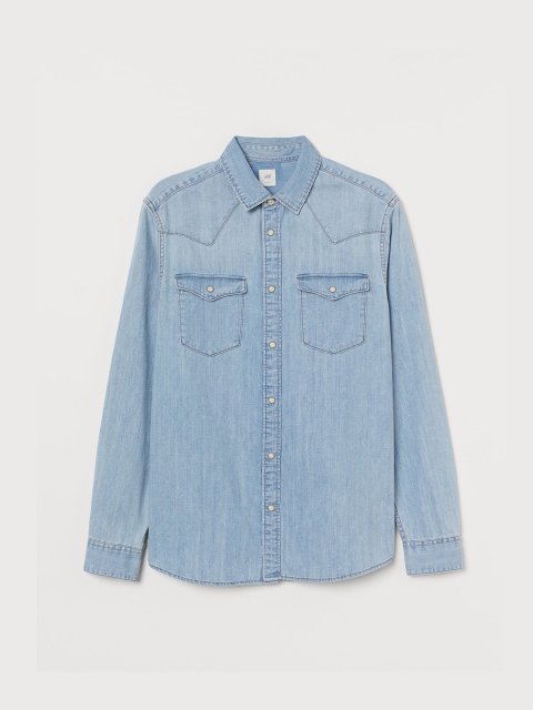 

H&M Men Blue Denim Shirt Regular Fit