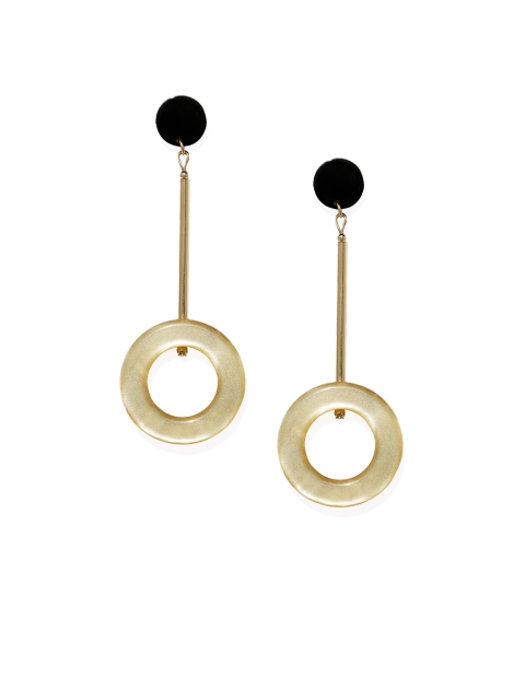 Blisscovered Yellow & Gold-Toned Circular Drop Earrings, Black