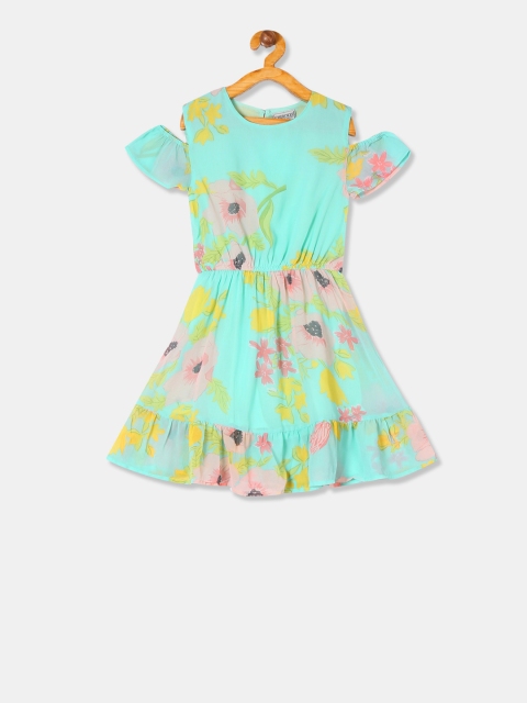 

Cherokee Girls Turquoise Blue Printed Fit and Flare Dress