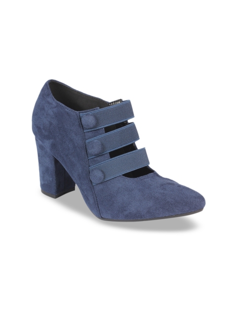 

Flat n Heels Women Blue Solid Heeled Boots
