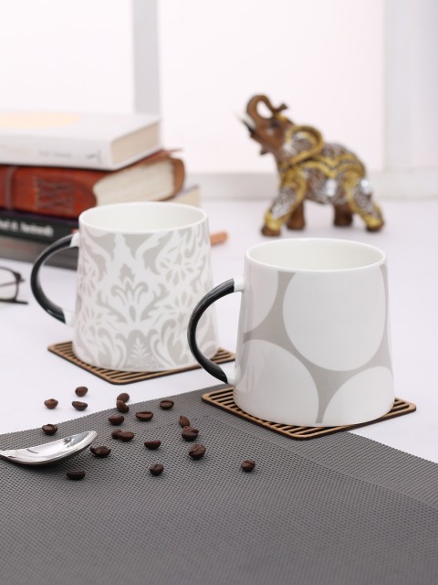 

JCPL White & Grey 2-Pieces Printed Porcelain Cups Set