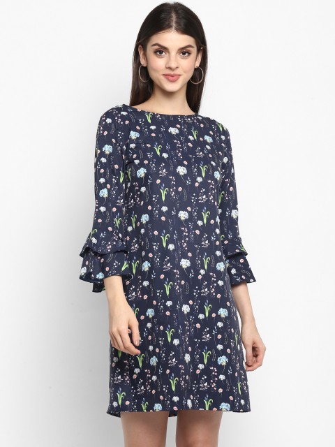 

Lady Stark Women Navy Blue & Green Printed Fit and Flare Dress