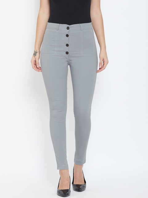 

Rider Republic Women Grey Slim Fit Solid Cigarette Trousers