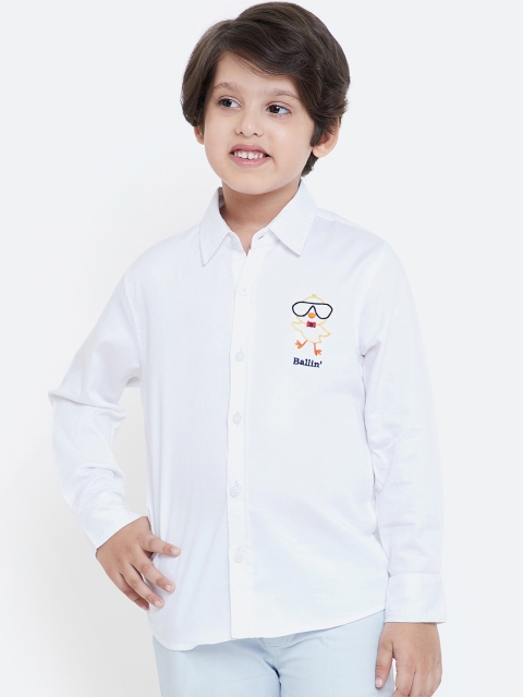 

KIDKLO Boys White Regular Fit Solid Casual Shirt