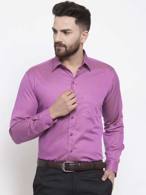 

Hancock Men Purple Slim Fit Self Design Party Shirt