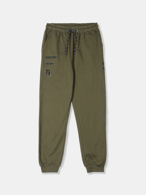 

Cherokee Boys Olive Green Solid Straight-Fit Pure Cotton Joggers