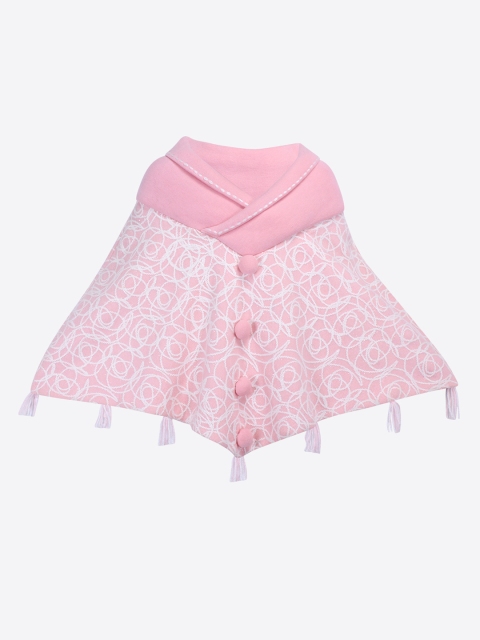 

CUTECUMBER Girls Pink Self Design Poncho Sweater