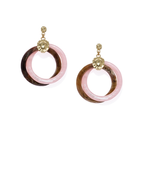 

Blisscovered Pink & Gold-Toned Circular Drop Earrings
