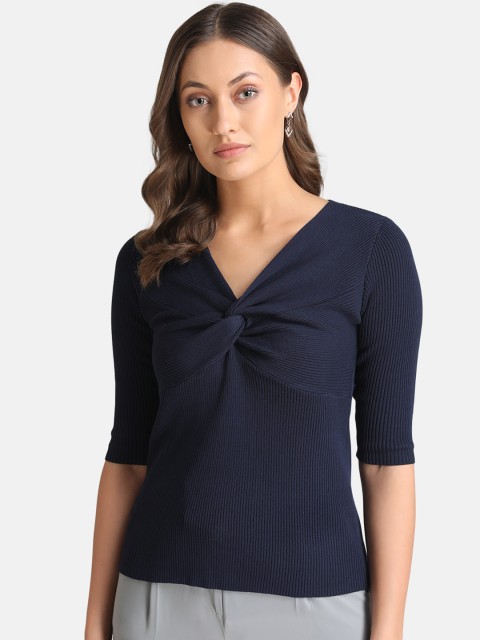 

Kazo Women Navy Blue Solid Pullover Sweater