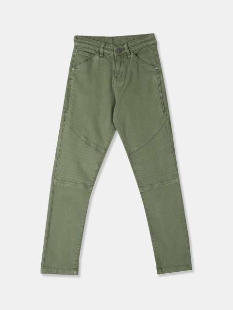 Cherokee Boys Green Slim Fit Mid-Rise Clean Look Stretchable Jeans