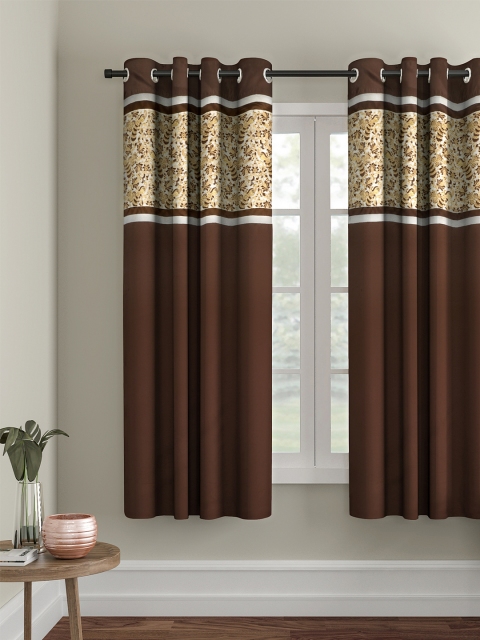 

eyda Brown & Beige Single Room Darkening Window Curtain