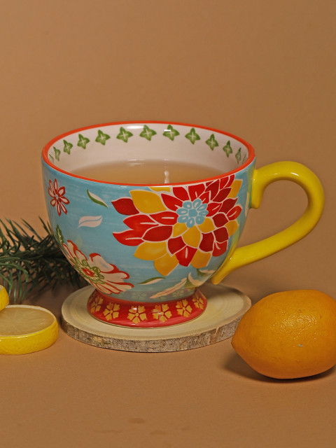 

Chumbak Blue & Red Dishwasher & Microwave Safe Handpainted Ceramic Cup