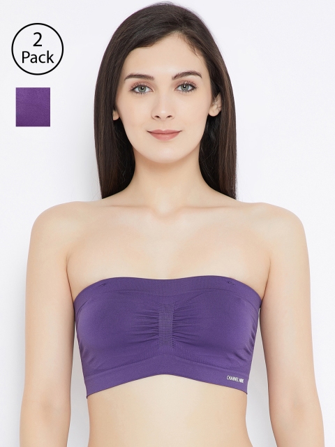 

C9 AIRWEAR Pack of 2 Purple Solid Non-Wired Non Padded Bandeau Bras P2301Ppl_P2311Ppl