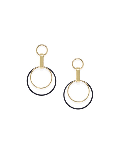 

Blisscovered Black & Gold-Toned Circular Drop Earrings