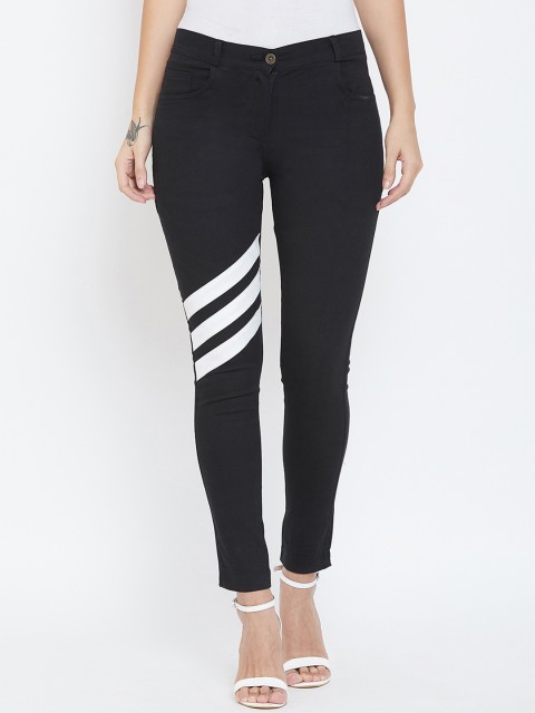 

Rider Republic Women Black Slim Fit Solid Cigarette Trousers