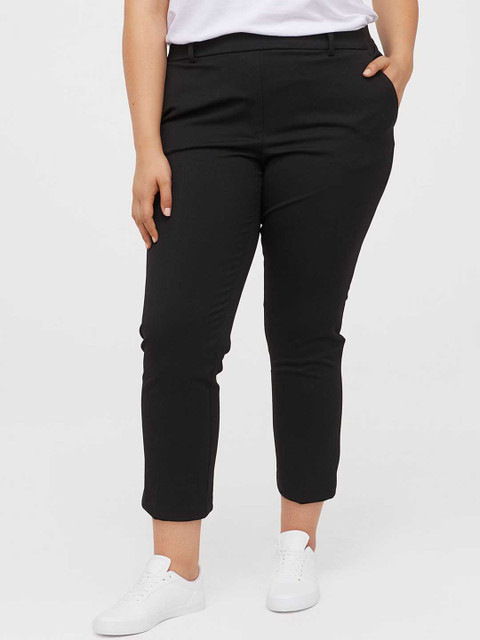 

H&M Plus Women Black Solid Pull-On Sustainable Trousers