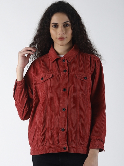 

Blue Saint Women Red Solid Denim Jacket