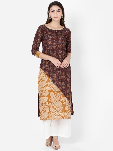

Soch Women Maroon & Brown Printed Kurta with Palazzos