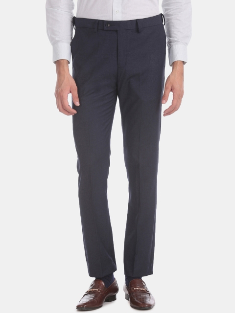

Arrow Men Navy Blue Tapered Fit Solid Formal Trousers