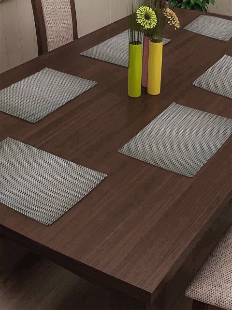 

BIANCA Set of 6 Silver-Toned & Green Printed PVC Dining Table Mats