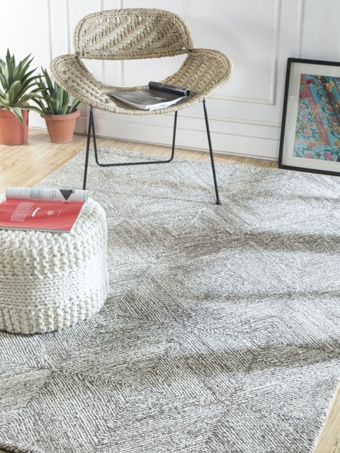 

Jaipur Rugs White & Brown Patterned Anti-Skid Pure Wool Carpet