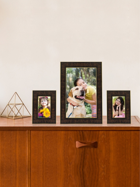 

RANDOM Set of 3 Camel Brown Synthetic Individual Table-Top Collage Photo Frames
