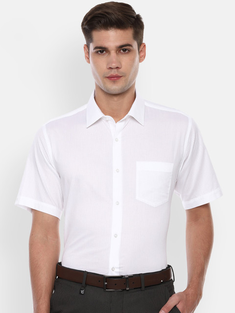 

Van Heusen Men White Regular Fit Striped Formal Shirt
