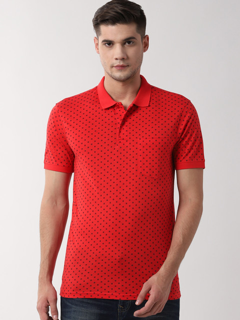 

Peter England Casuals Men Red Printed Polo Collar T-shirt