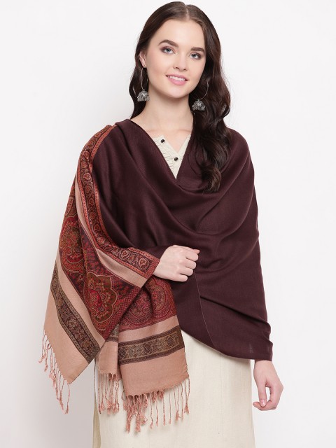 

HK colours of fashion Women Brown Woven Design Stole