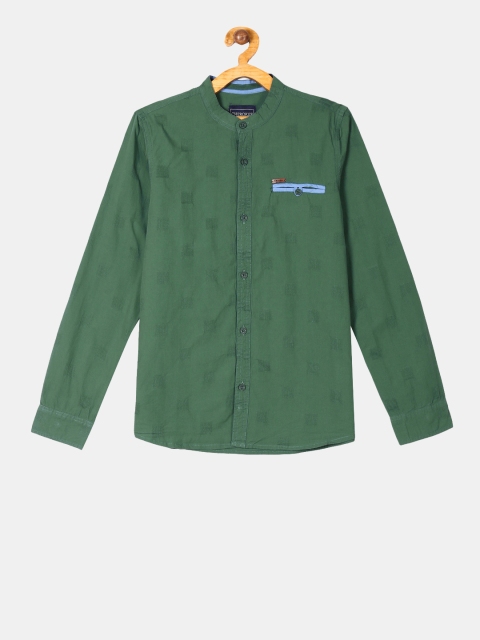 

Cherokee Boys Green Printed Regular Fit Casual Shirt