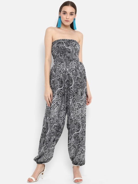 Aditi Wasan Women Black & Off-White Printed Basic Jumpsuit