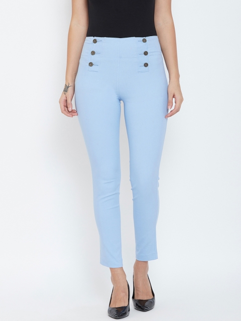 

Rider Republic Women Blue Slim Fit Solid Cigarette Trousers