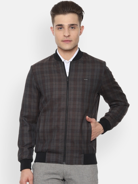 

Van Heusen Men Checked Bomber Jacket, Grey