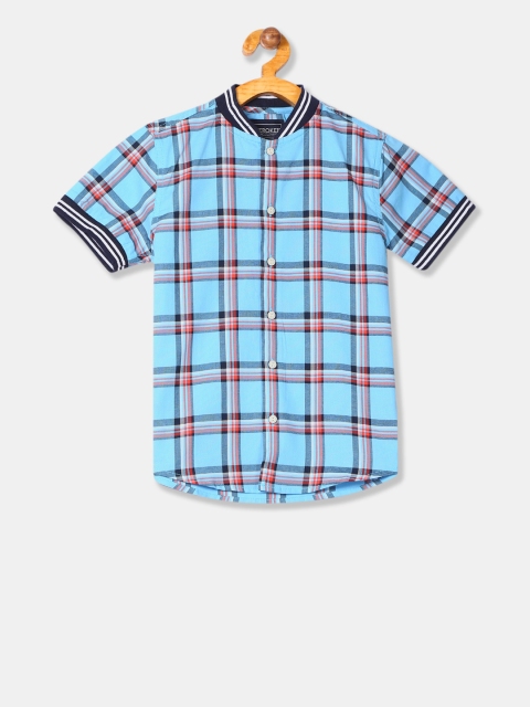 

Cherokee Boys Blue & Black Regular Fit Checked Casual Shirt