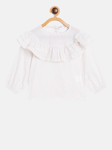 

KIDKLO Girls White Polka Dot A-Line Top