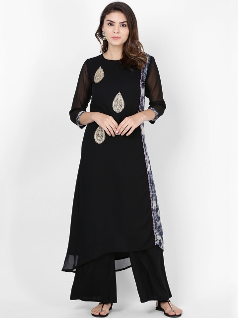 

Soch Women Black Printed Kurta with Palazzos