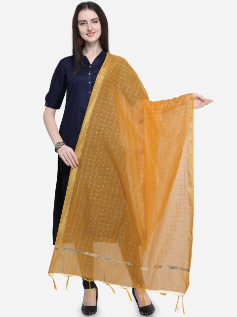 

Satrani Yellow Checked Dupatta