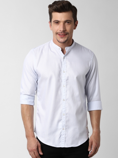 

Peter England Casuals Men Blue & White Slim Fit Checked Casual Shirt