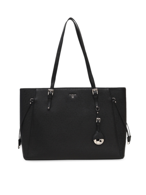 

Da Milano Black Solid Leather Shoulder Bag