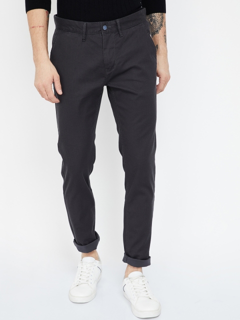 

CODE by Lifestyle Men Black Straight Fit Self Design Regular Trousers