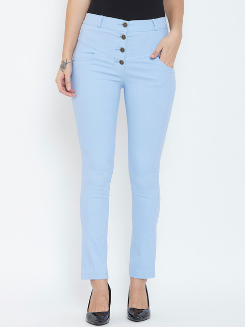 

Rider Republic Women Blue Slim Fit Solid Cigarette Trousers