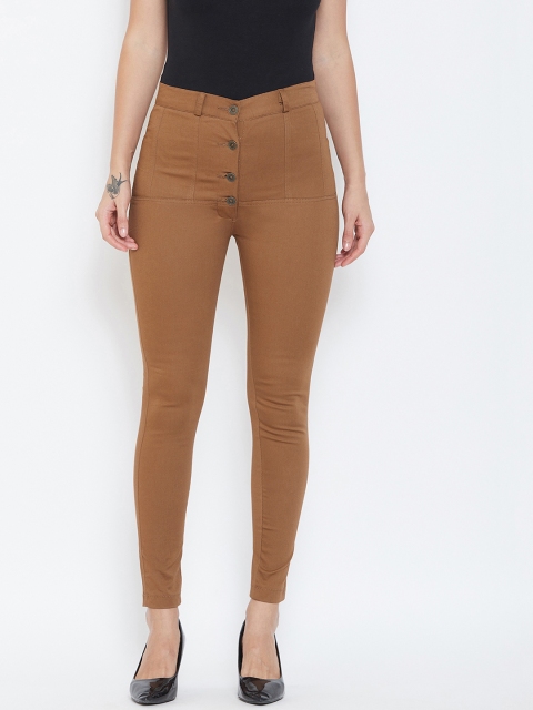 

Rider Republic Women Brown Slim Fit Solid Cigarette Trousers