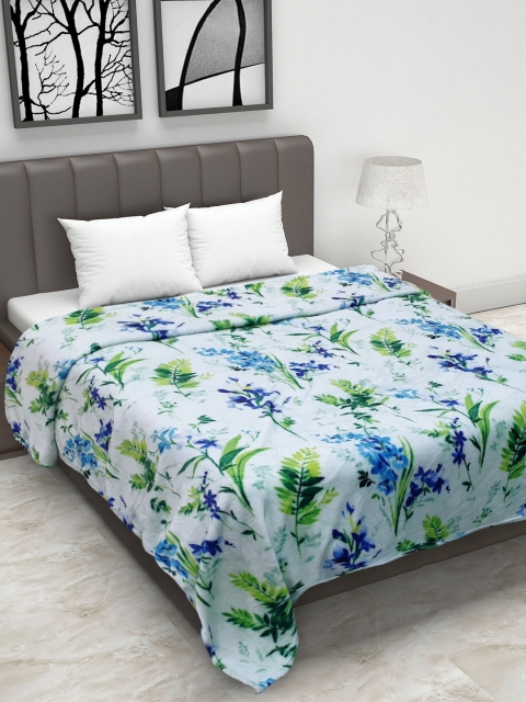 

Status Off-White & Blue Floral Mild Winter 150 GSM Double Bed Blanket