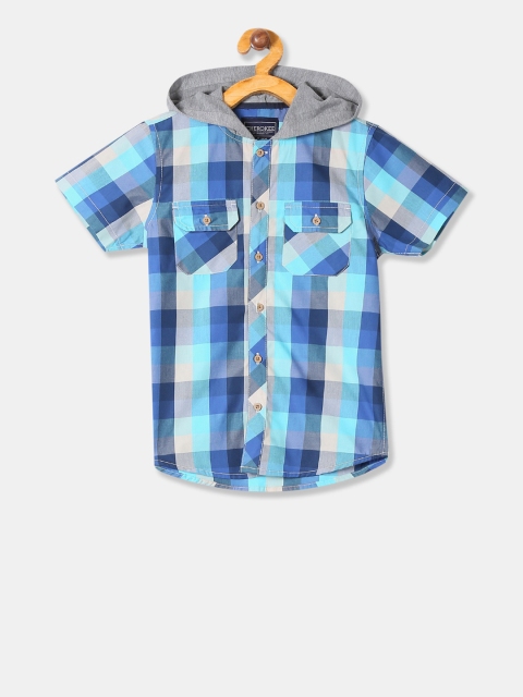 

Cherokee Boys Blue & White Regular Fit Checked Shacket