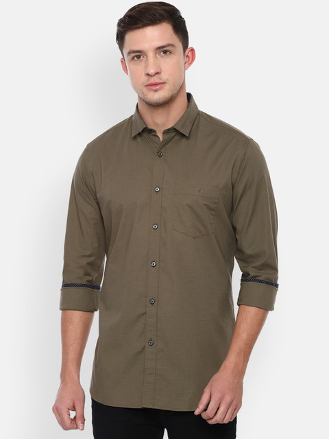 

Van Heusen Sport Men Olive Green Slim Fit Solid Casual Shirt