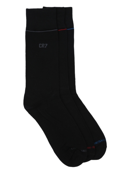 

CR7 Cristiano Ronaldo Men Pack of 3 Assorted Solid Calf-Length Socks, Black