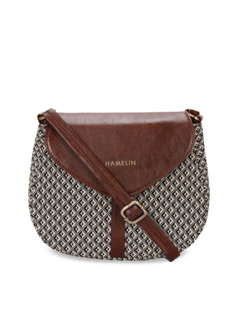 

HAMELIN Brown & Black Self Design Sling Bag