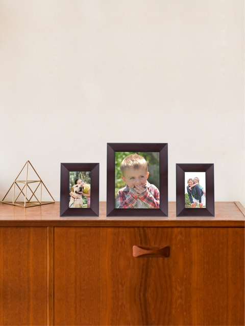 

RANDOM Set of 3 Coffee Brown Synthetic Individual Table-Top Collage Photo Frames
