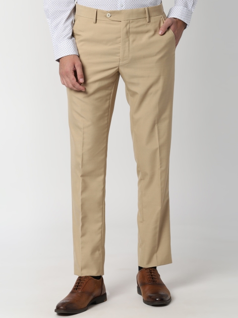 

Peter England Men Beige Slim Fit Solid Formal Trousers