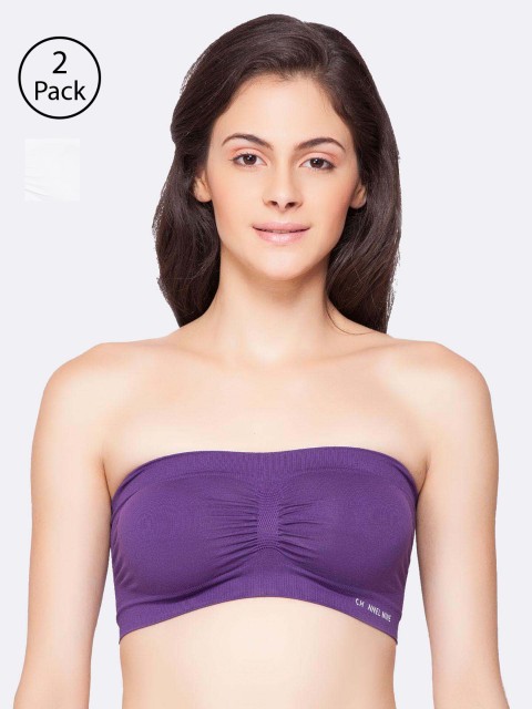 

C9 AIRWEAR Pack of 2 Solid Non-Wired Non Padded Bandeau Bras, Purple